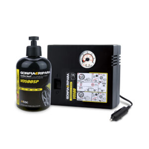 Kit Gonfia e Ripara VO500 12V – Con Compressore 10A e Liquido Sigillante 500 ml – Per Auto, Moto e Veicoli Commerciali Leggeri – Compatibile TPMS